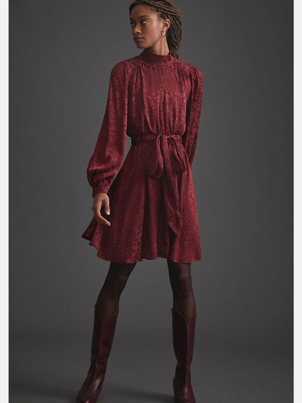 Anthropologie Jacquard Mini Dress size XL Missing Belt